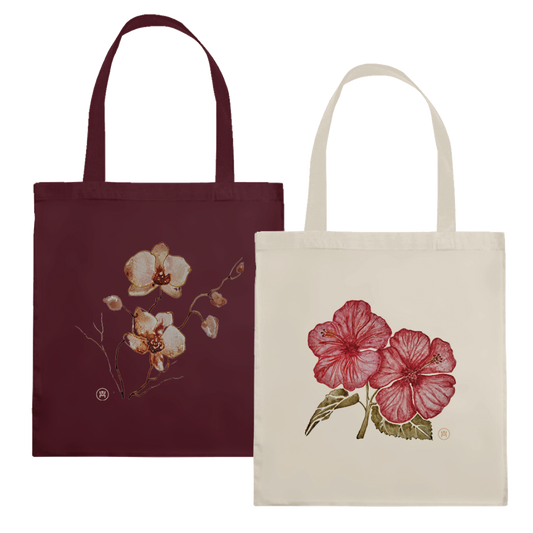 Tote Bag OUM - Hibiscus ou Orchidées